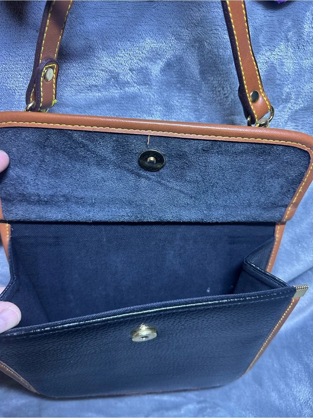 Dooney & Bourke Black and Brown Pebbled Leather Messenger Bag